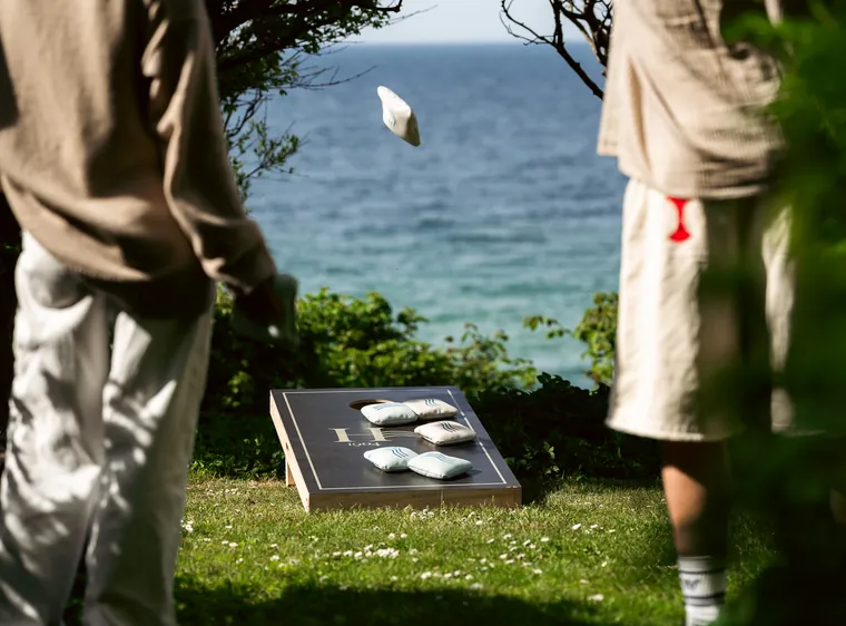 Cornhole Boards für Gäste aufgestellt